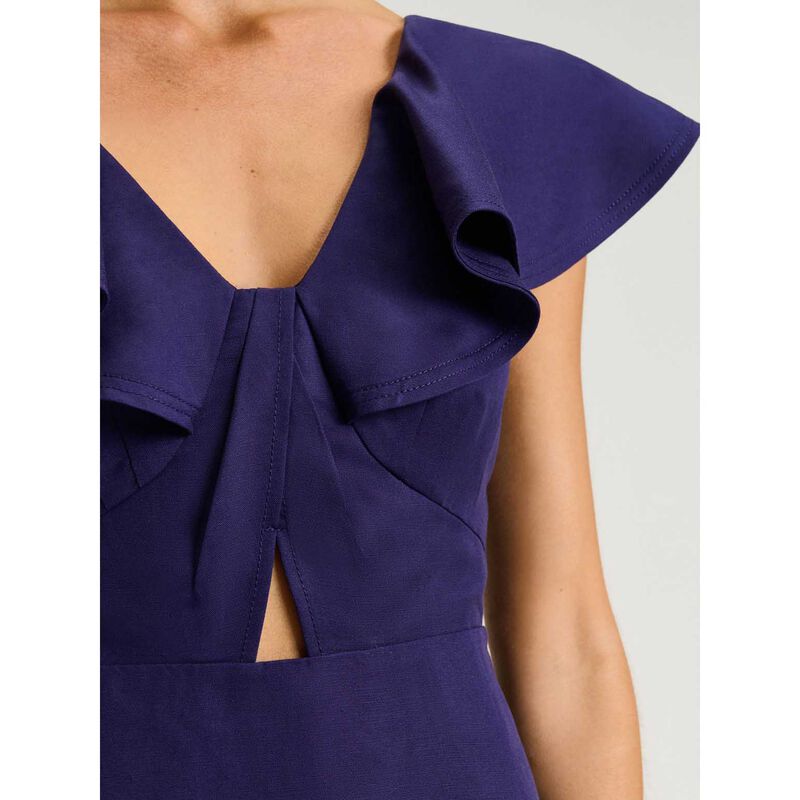 Veronika Maine Linen Lyocell Blend Ruffle Neck Dress image number 2